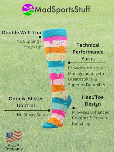 MadSportsStuff Rainbow Sprinkles Socks for Sports Fun