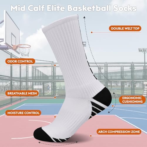Finerview Elite Basketball Socks for Men 6 Pairs 1