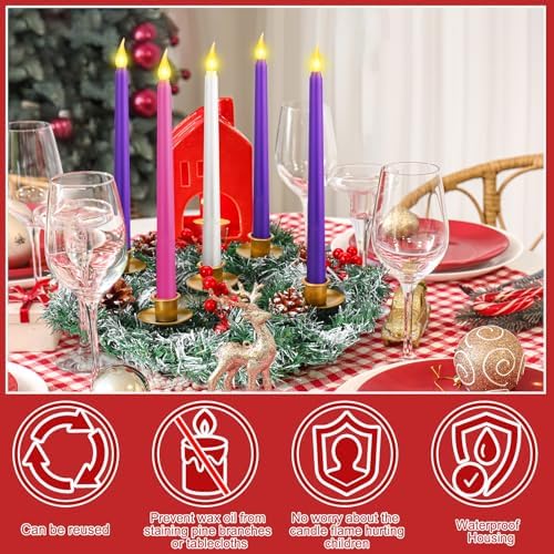 Tioncy 12 Inch Christmas Advent Wreath with 5 Flameless Candles 1