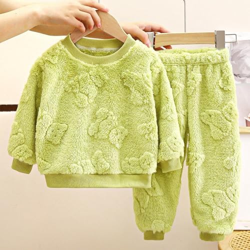 2-Piece Fleece Pajama Set for Kids Winter Warm Flannel Sleepwear
