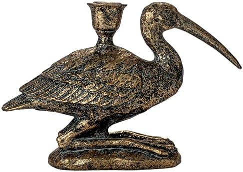 Creative Co-Op Decorative Resin Bird Taper Holder Distressed Gold