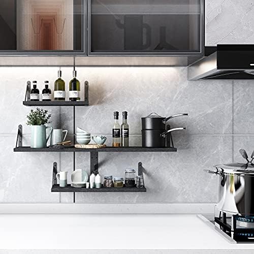 YGEOMER Floating Shelves Set of 4 Black Wall Shelves