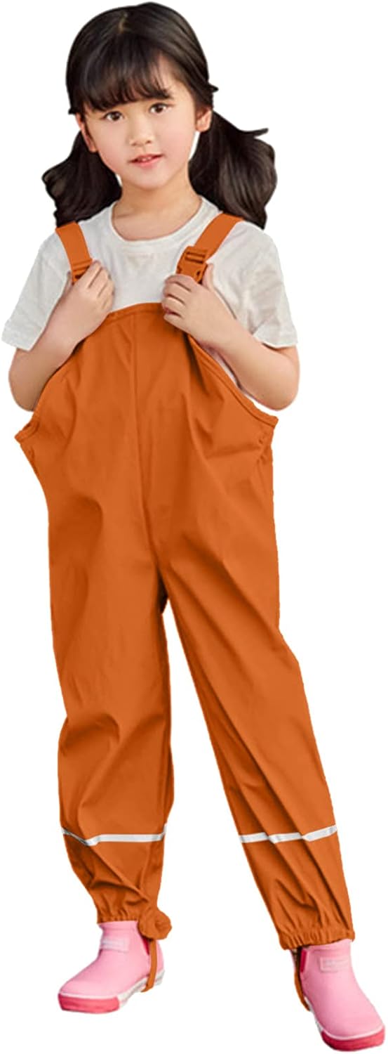 Waterproof Rain Pants for Kids with Hood and Elastic Straps
