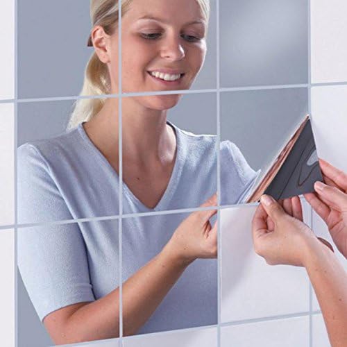 18Pcs Acrylic Mirror Tiles Self-Adhesive Removable Wall Stickers