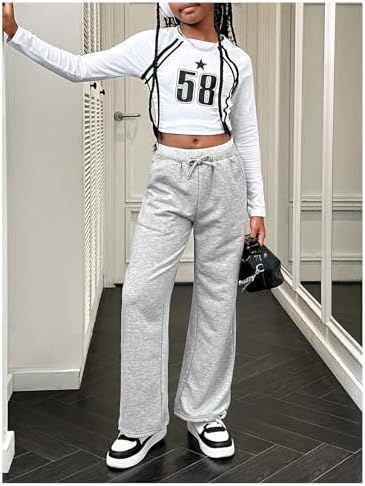 SOLY HUX Girls Drawstring Waist Sweatpants Loose Wide Leg