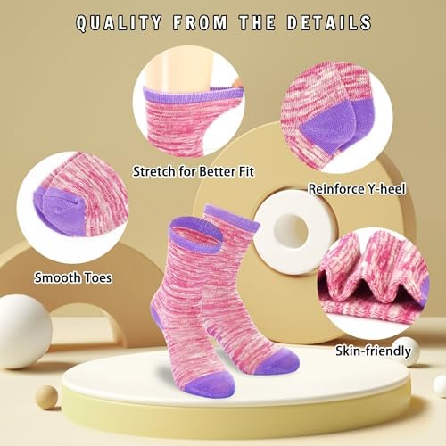 SPTRAMLE Girls Mid Calf Socks 6 Pairs Comfortable Durable