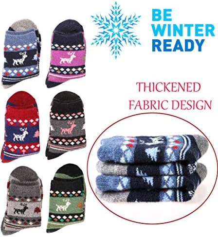 ProEtrade Thick Merino Wool Socks 6 Pack Kids Winter Hiking