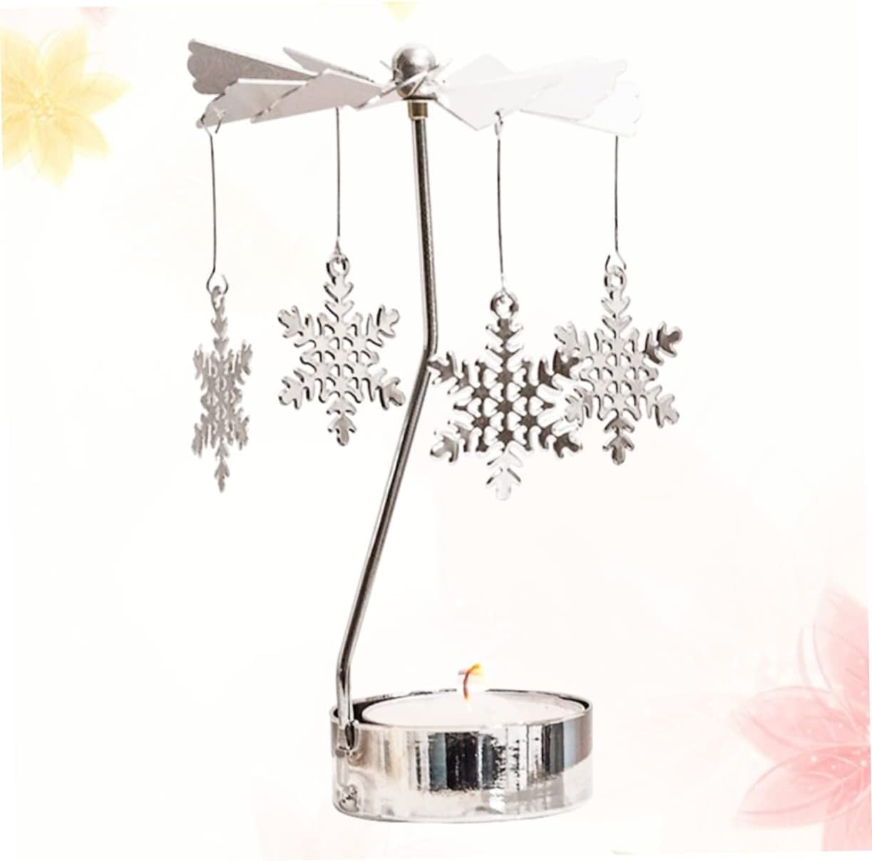 Rotating Candlestick with Snowflake Windmill Design