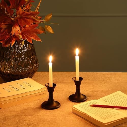 Relly Black Taper Candlestick Holders Set of 2