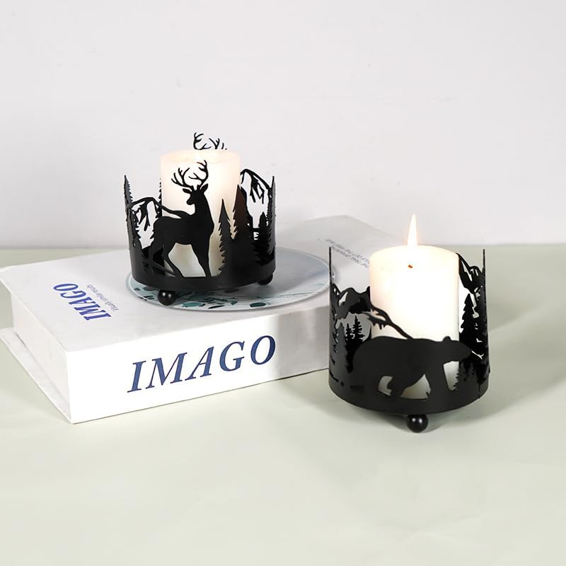 iobiotio Bear and Forest Candlestick Holder