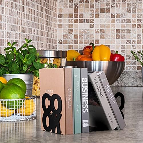 Hotop Black Decorative Bookends for Kitchen and Bookshelves