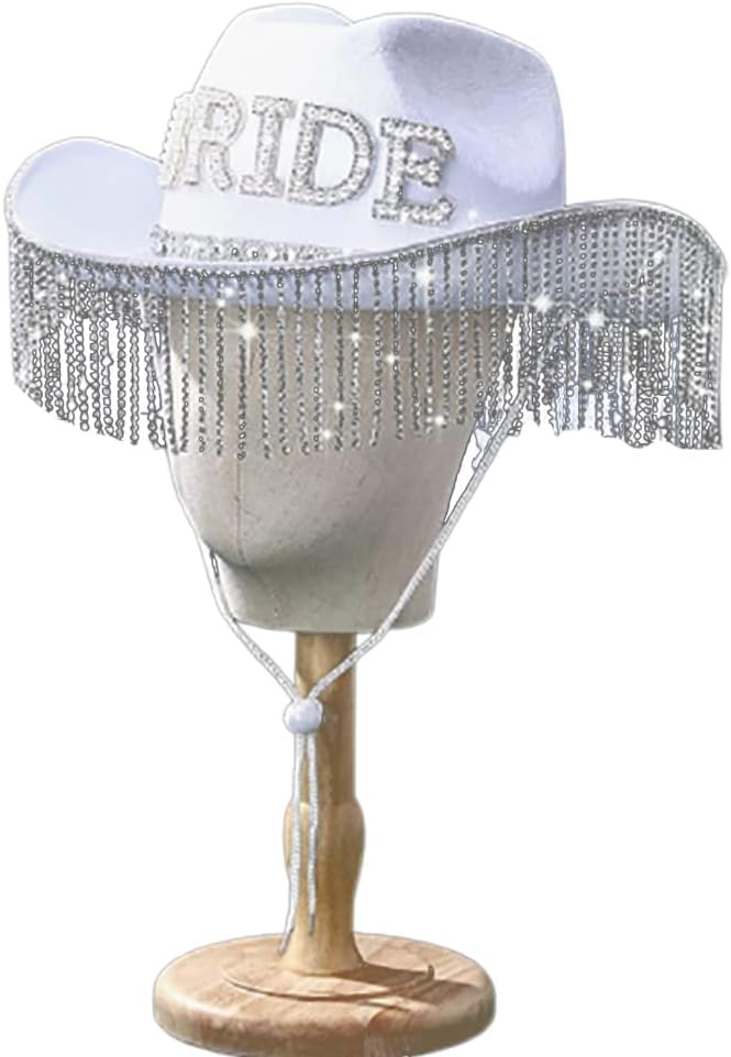 Handmade Bride Hat with Fringe and Shoulder Strap Set 1