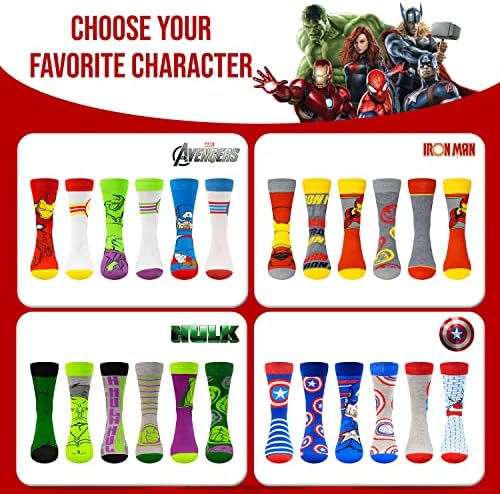 Marvel Legends Socks for Boys Men - 6 Pack