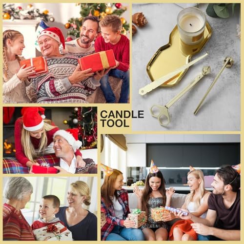 PATOISE 4 in 1 Candle Accessory Set Stainless Steel Gold