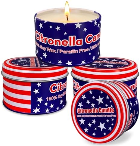 4 Pack 4 Oz 25 Hour Citronella Candles with National Flag Design