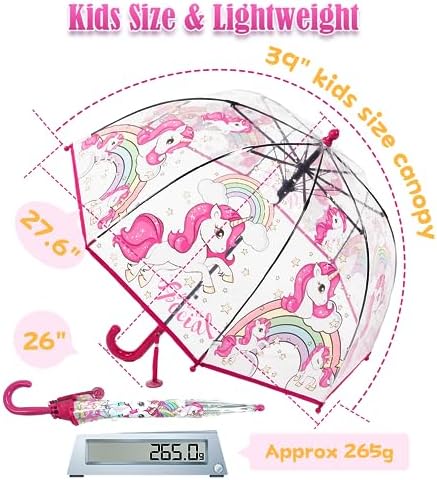Kids Clear Bubble Umbrella with Pinch-Proof Closure and Auto Open Design