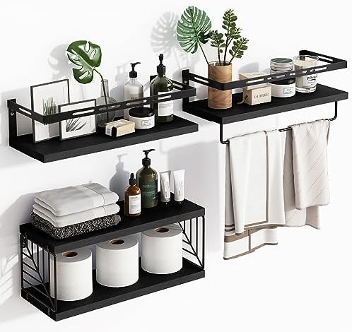 Fixwal 31 Tier Bathroom Floating Shelf with Towel Bar