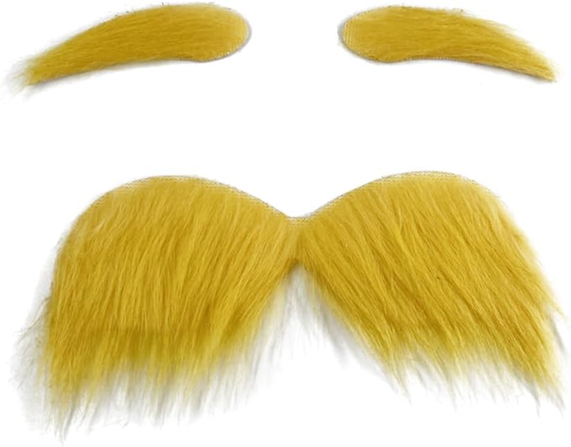 ikasus Yellow Fake Mustache and Eyebrows for Cosplay 1