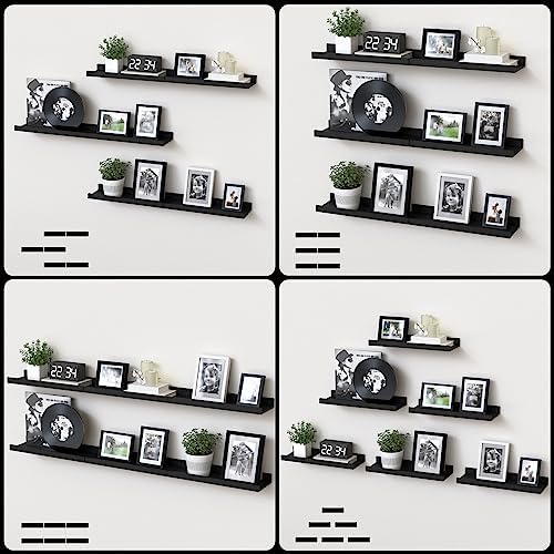 DOLLFIO Floating Shelves Set of 6 Black Wall Shelves