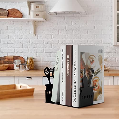 Zonon Black Spoon Pattern Metal Bookends for Kitchen 1