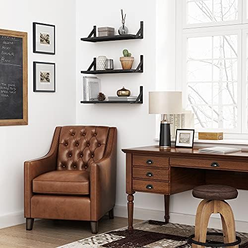 Forbena Set of 3 Black Floating Wood Shelves