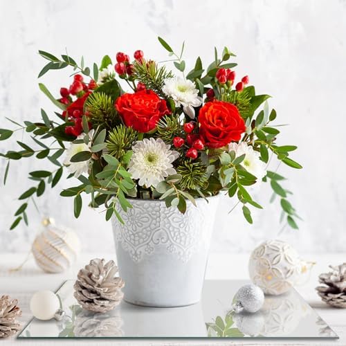 10 Square Mirror Centerpieces 12Pcs Set with Non-Slip Feet