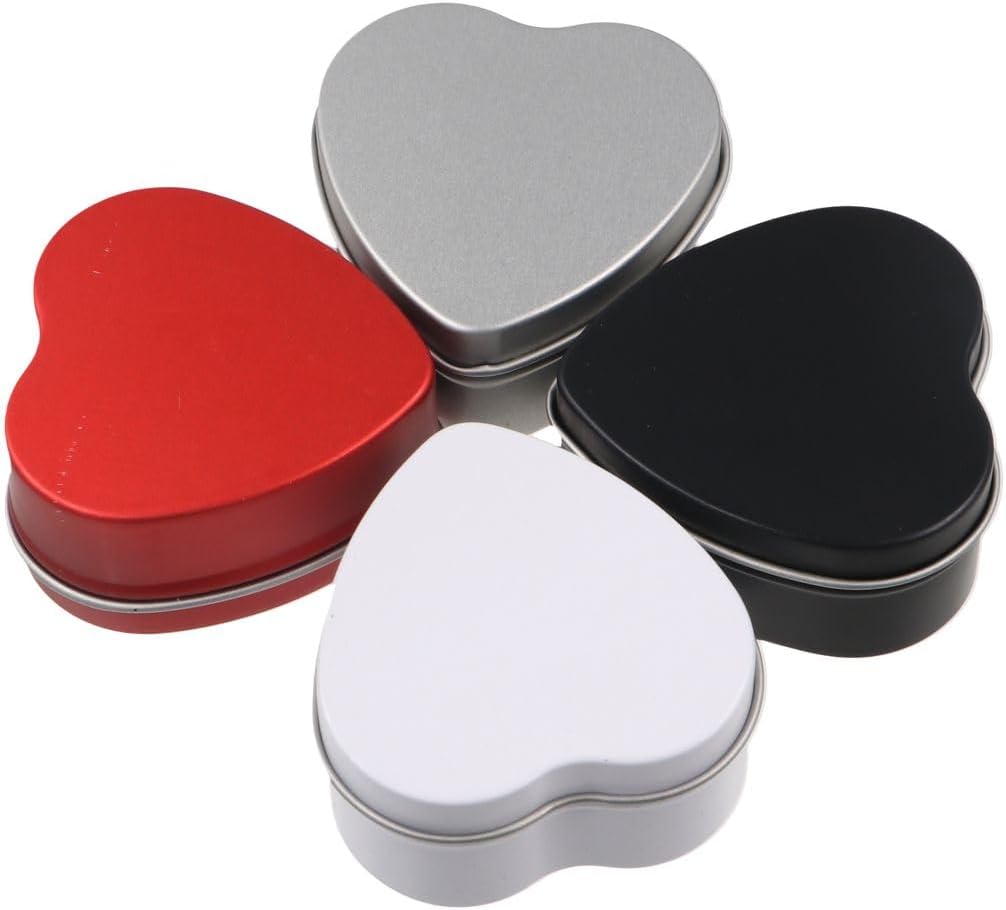 Heart Shaped Metal Tin Boxes with Sealed Lids