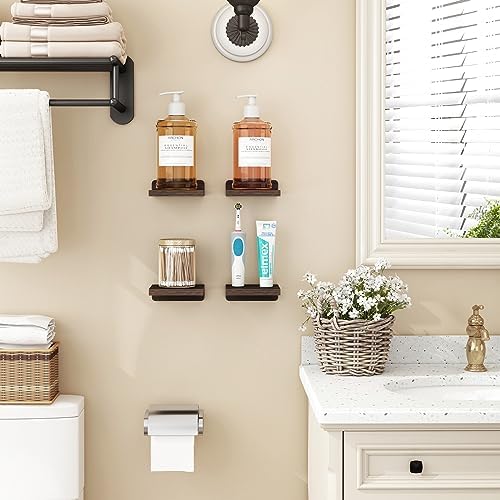 Fixwal Floating Wall Shelves Set of 4 5x5 Inches Dark Carbonized Black