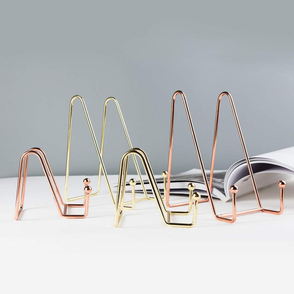 STOBOK Rose Gold Iron Photo Display Stand 1