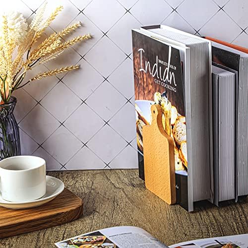Jetec Wood Bookends with Kitchen Cutting Board Design