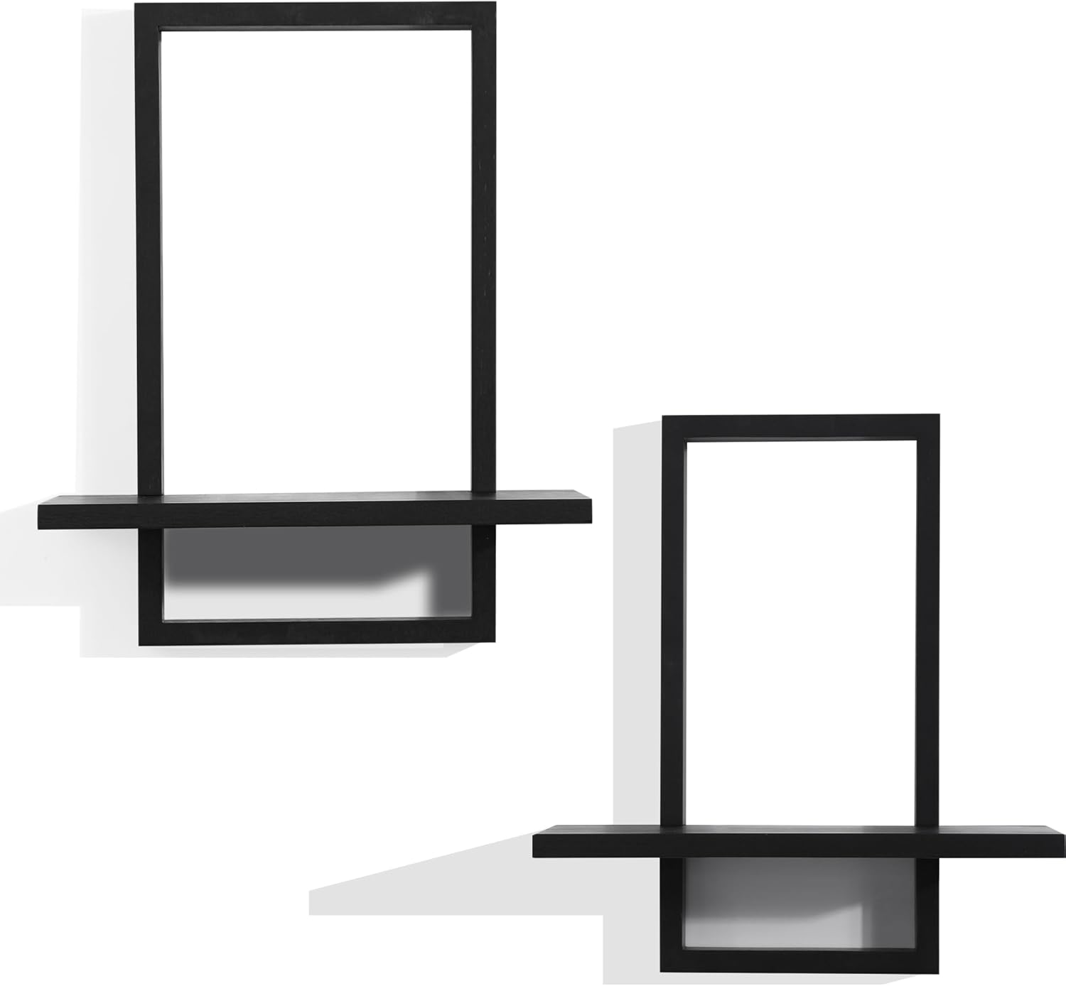 PHOENANCEE Square Floating Shelves Black Set of 2