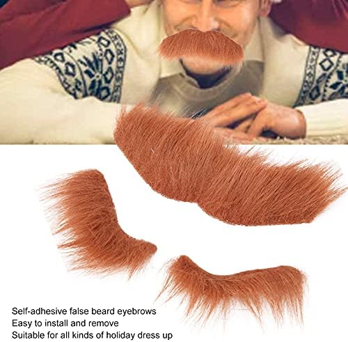 Wnvivi 3pcs Fake Beard Eyebrow Set - Self Adhesive Costume Facial Hair