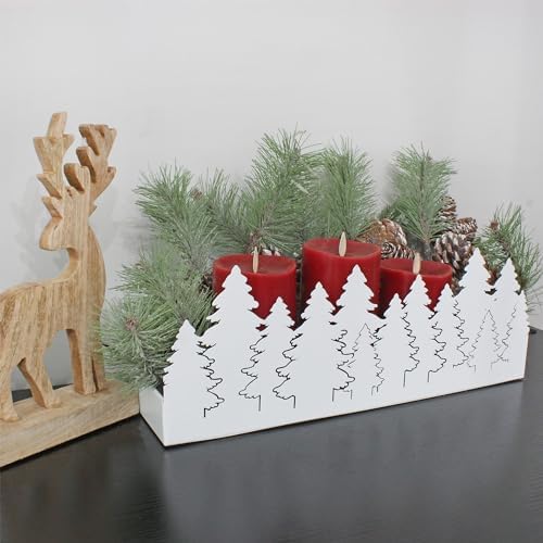 AuldHome Design Christmas Tree Galvanized Tray White