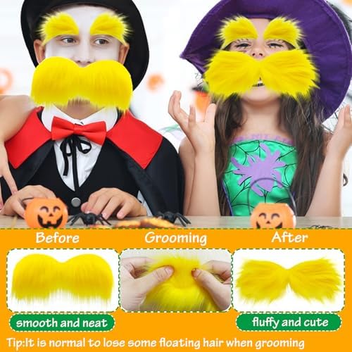 2 Sets Faux Yellow Mustache Eyebrows Halloween Costume Accessories