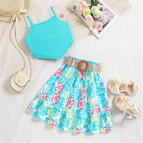 2024 Summer Girls Clothing Half Skirt Top Printed Set