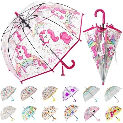 Kids Clear Bubble Umbrella with Pinch-Proof Closure and Auto Open Design