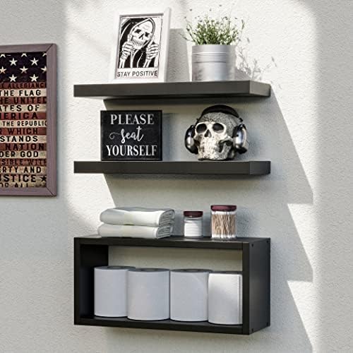 RICHER HOUSE 3 Piece Black Floating Shelves Set