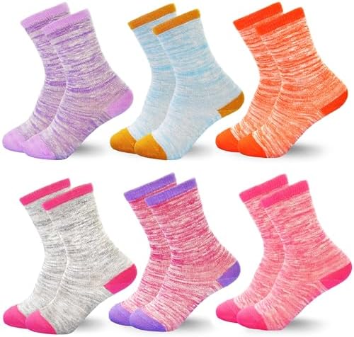 SPTRAMLE Girls Mid Calf Socks 6 Pairs Comfortable Durable