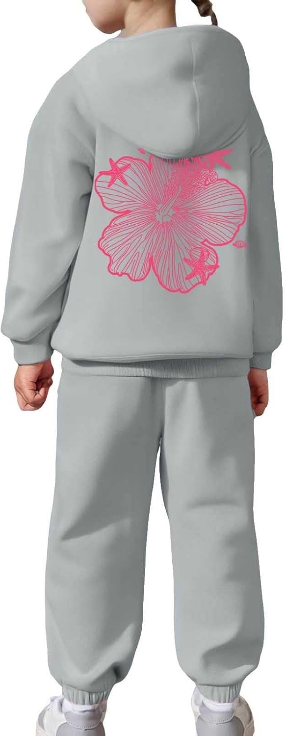 Kids Flower Print Sweatshirt Sweatpants Set