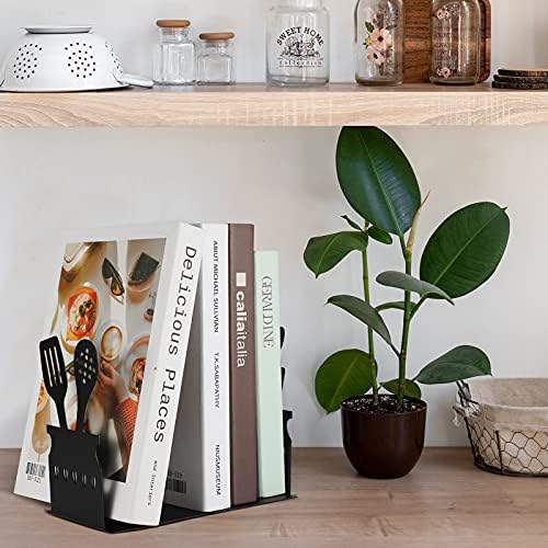 Zonon Black Spoon Pattern Metal Bookends for Kitchen 1