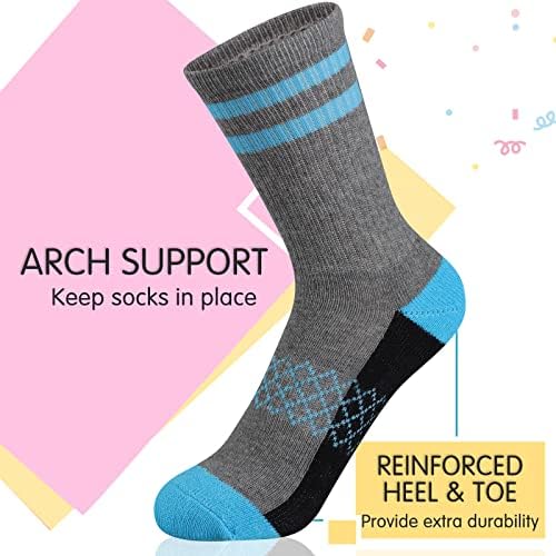 Comfoex Girls 6 Pair Athletic Half Cushioned Calf Socks
