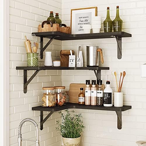 Fixwal Corner Floating Shelves Set of 5 Black 1