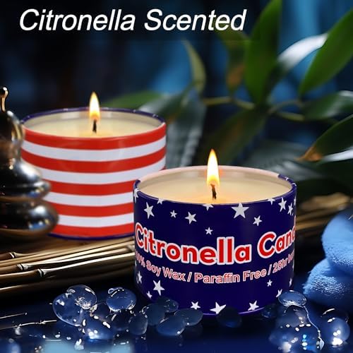 4 Pack 4 Oz 25 Hour Citronella Candles with National Flag Design
