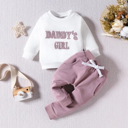 Toddler Baby Girls Winter Outfit Set with Letter Embroidery