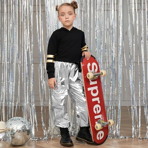 Perfashion Metallic Cargo Pants for Girls 6-15Y 1