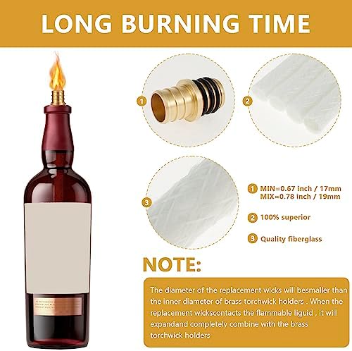 4Pack Wine Bottle Torch Kit with Brass Holders and Wicks