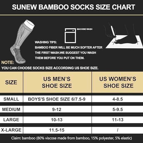 Sunew Viscose Bamboo Socks 6 Pairs Unisex Comfort