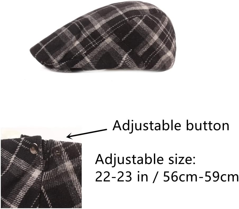 GONGKANGYUAN Plaid Newsboy Hat Adjustable Vintage