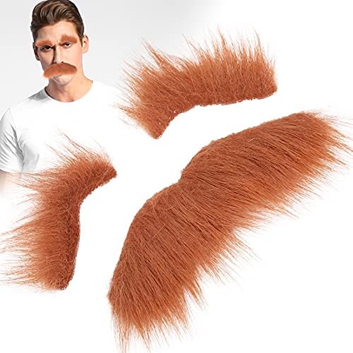 Wnvivi 3pcs Fake Beard Eyebrow Set - Self Adhesive Costume Facial Hair