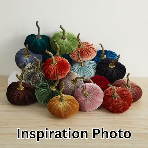Set of 4 Small Velvet Pumpkins for Home Decor